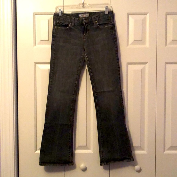 Roxy faded black jeans Jrs 5 stretchy, boot cut, low rise - Picture 2 of 8